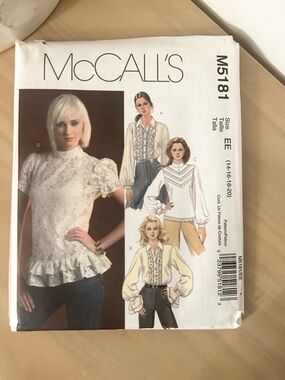 McCall’s M5181 Misses Shirts & Blouses Sewing Pattern Size EE 14–20
